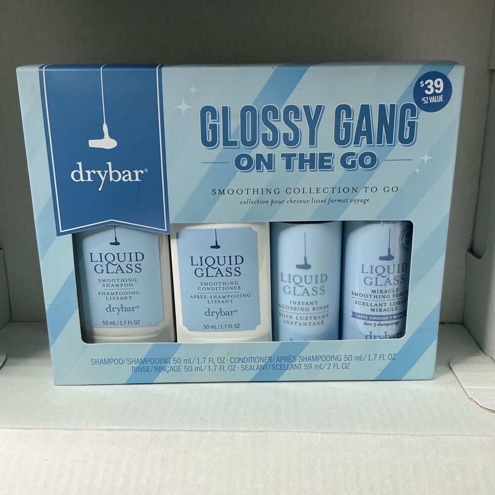 Drybar Glossy Gang On-The-Go Liquid Glass Smoothing Haircare Travel Set 4-Piece